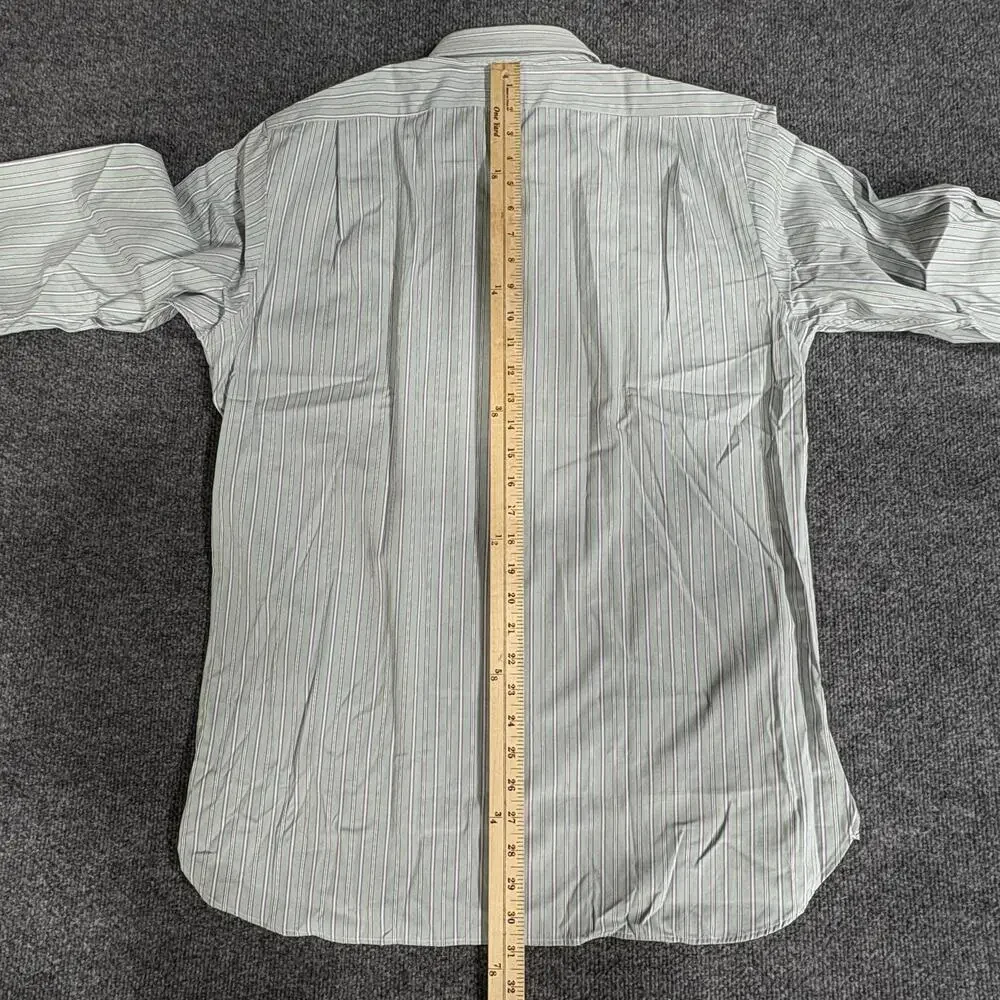 Polo Ralph Lauren Shirt Mens 16 34/35 Green Stripe Andrew Dress Button Up
